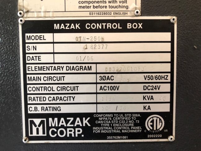2006 Mazak QTN-250M-500 CNC Turning Center (#17) - Image 9