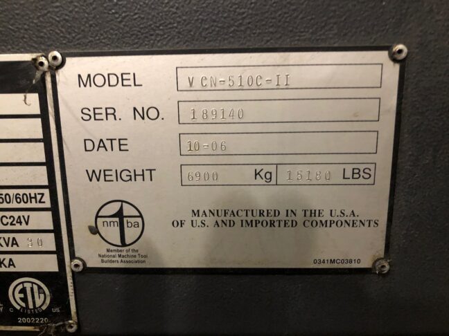 2006 Mazak VCN-510C-II CNC Vertical Machining Center (#11) - Image 8