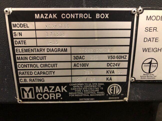 2005 Mazak VCN-510C CNC Vertical Machining Center (#12) - Image 8