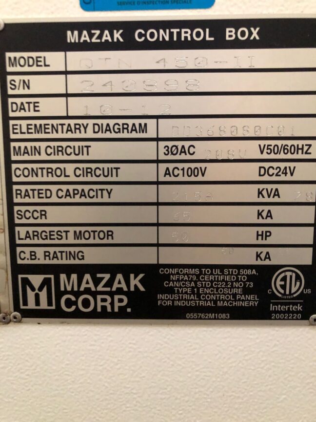 2012 Mazak QTN-450 II-1000 CNC Turning Center (#22) - Image 12
